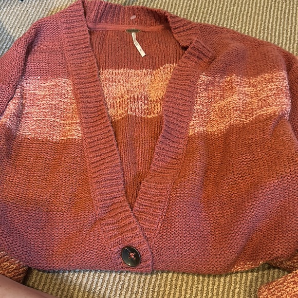 NWT FREE PEOPLE southport beach cardigan in blushes combo oversized small - Picture 9 of 15